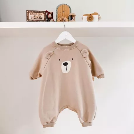 Bebe Mr Bear Jumpsuit (Beige) – Greenberry Kids