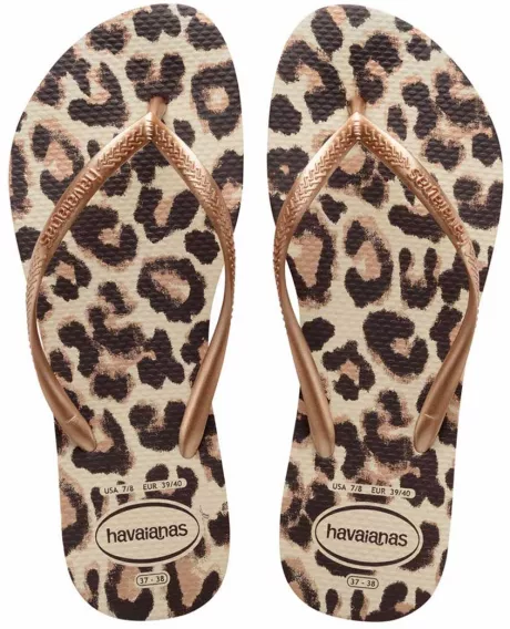 Havaianas Slipper Slim Animals Beige Rose Gold Dark Brown (9919) | The Little Green Bag
