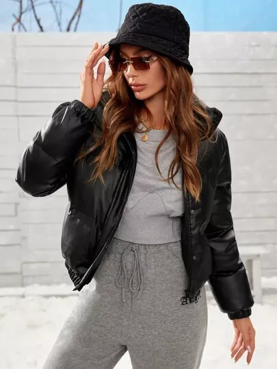 Botão Simples ocasional Casacos femininos de inverno | SHEIN Brasil