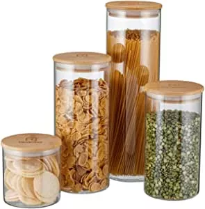 Potes Herméticos Porta-Mantimentos com Tampa de Bambu Electrolux - 4 unidades | Amazon.com.br