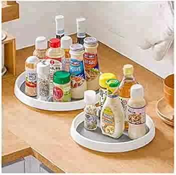 Pack of 2 Rotating Spice Rack Organiser Turntable 2 Sizes Spice Holder Rotating Fridge Organiser (25 cm / 9.8 inches & 30 cm / 11.8 inches) for Spices Spice Bottles Oil Ingredients Jars Cooking, Tray Round : Amazon.de: Home & Kitchen