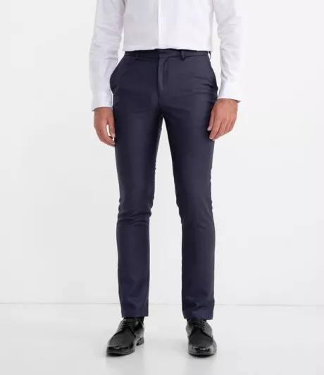 Calça Social em Poliviscose com Bolsos Faca Azul