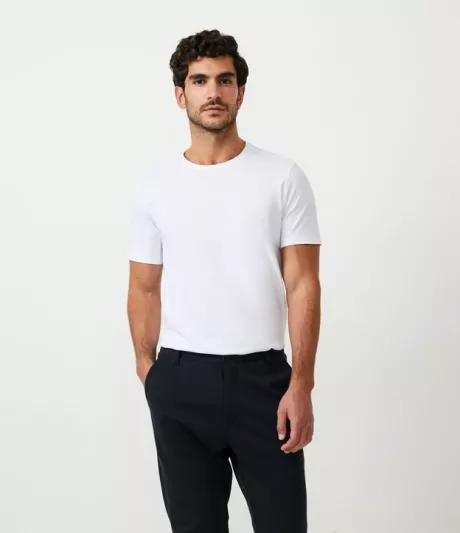 Camiseta Slim Básica em Algodão Manga Curta Branco