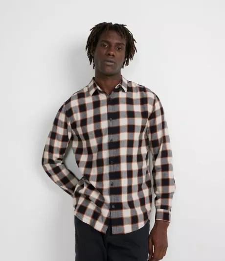 Camisa Manga Longa em Flanela Xadrez Preto