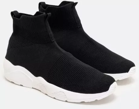 Tênis Knit Cano Médio Preto