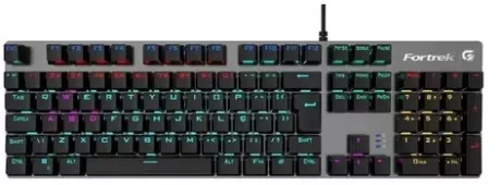 Teclado gamer Fortrek Black Hawk QWERTY KRGD Blue português Brasil cor cinza-escuro com luz rainbow | Frete grátis