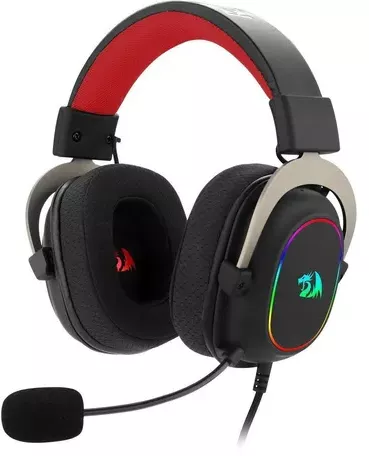 Fone de ouvido over-ear gamer Redragon Zeus X preto com luz rgb | Parcelamento sem juros