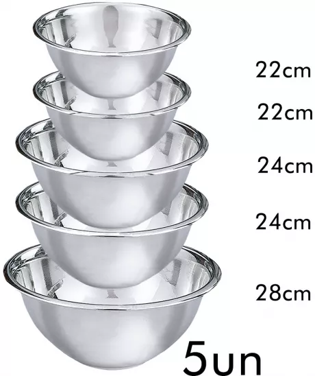 Conjunto de Bowl 5 Pçs Inox Class Home 22 24 28cm em Promoção | Ofertas na Americanas