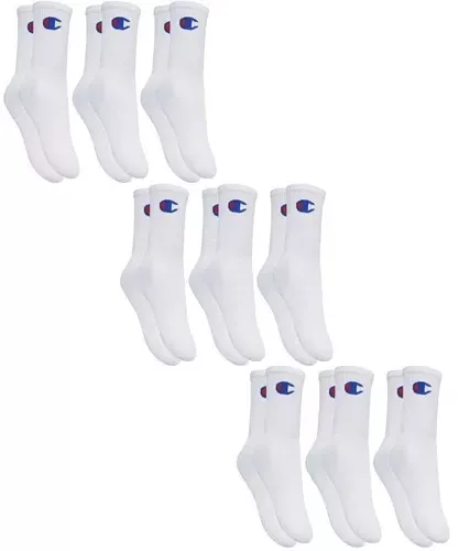 Pacote 9 Meias Double Dry Champion Longas Clássica Unissex | Parcelamento sem juros