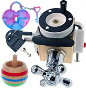 Activity Board Busy Cube Motor Skills Cube Montessori Toy, Baby Educational Toy Activity Wooden Sorter Toy from 3 Years (Fishing Reel): Amazon.de: Toys