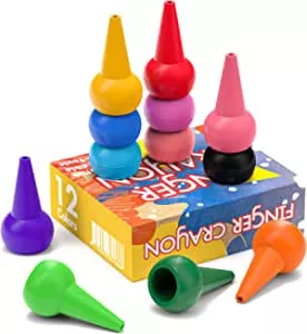 WATSABRO Kleinkinder Wachsmalstifte Wasserfest, 12 Farben Stapelbares Handflächengriff Wachsmalkreide , Sicherheit und Ungiftig Wachsmalstifte Ab 1 Jahr für Baby Kleinkind und Kinder: Amazon.de: Spielzeug