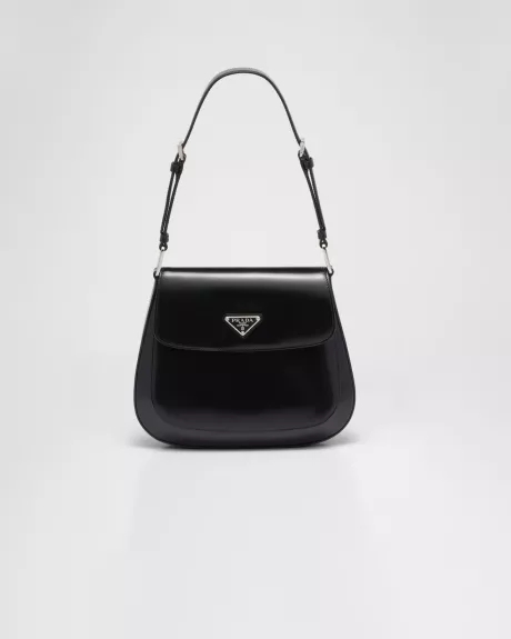 Bolsa de ombro Prada Cleo em couro escovado Preto | Prada