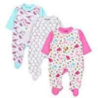 TupTam Baby Mädchen Schlafstrampler mit Fuß 3er Pack, Farbe: Farbenmix 3, Größe: 56