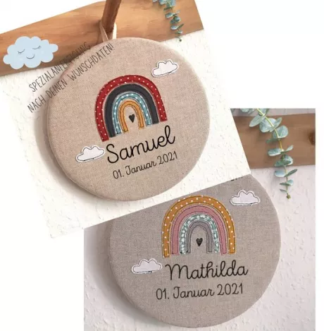 Stoffbild Türschild Wandbild Geburtsgeschenk Taufgeschenk - Etsy.de