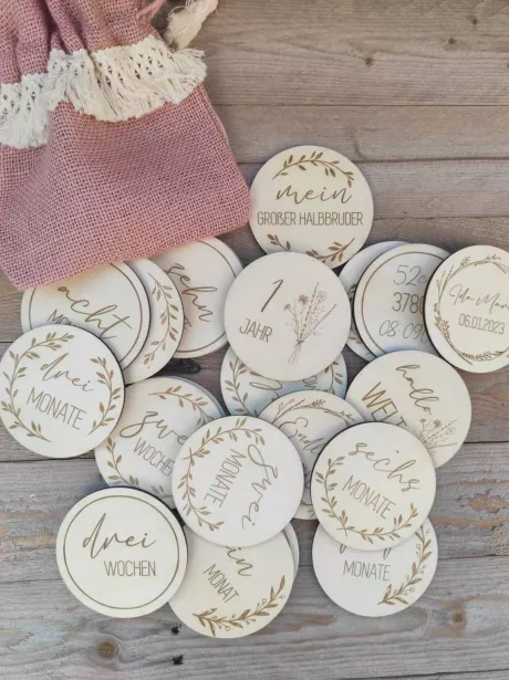 Meilensteinkarten Holz Baby Meilensteine Geburt Baby - Etsy.de