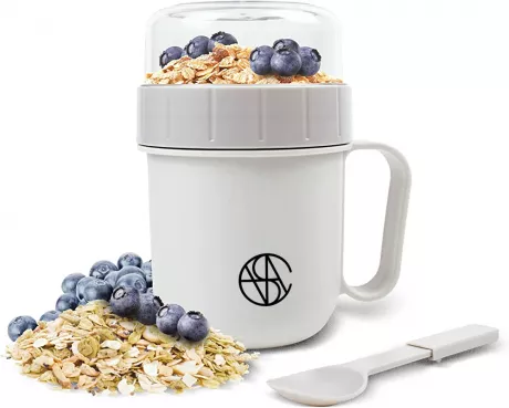 VESTAhome Cereal Cup to Go (520 ml + 230 ml) - Leak-proof Yoghurt Cup to Go with Spoon & Lid - Lunchpot Dishwasher Safe & BPA-Free : Amazon.de: Home & Kitchen