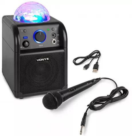 Vonyx SBS50B Bluetooth Party Karaoke Speaker Black with Mic