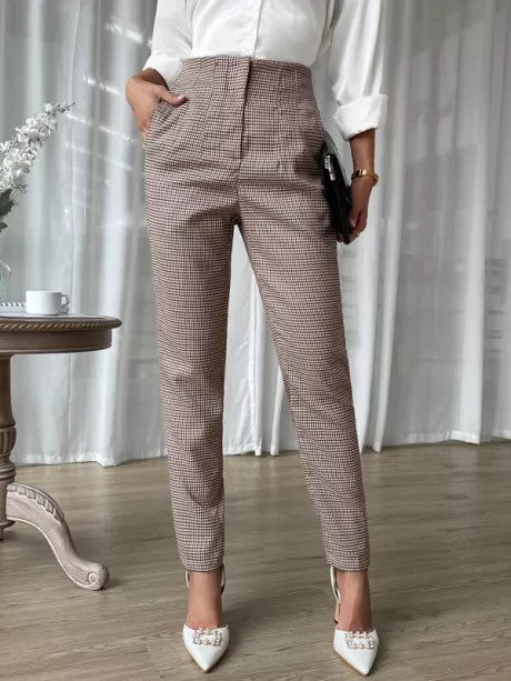 SHEIN BIZwear Calças de terno xadrez Bolso Inclinado | SHEIN Brasil