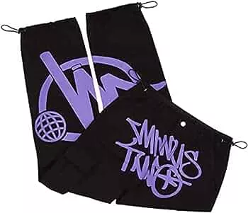 GOZYLA Minus Zwei Cargo Y2k, Street Pocket High Waist Straight Pants Printed Hip Hop (Color : Purple, Size : M) : Amazon.de: Fashion