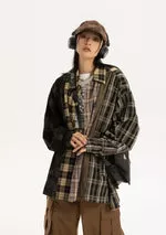 COOSRETRO Spliced Patchwork Flannel