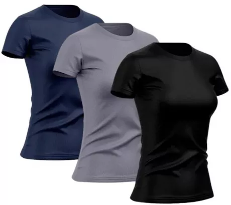 Kit 3 Camisetas Dry Feminina Academia Treino Corrida Proteção UV - GG - Preto+Cinza | Netshoes