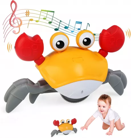 JoyPlus Elektrische Krabbelndes Krabben Musikspielzeug, Krabbelnde Krabbe Baby Spielzeug mit Musik und LED-Leuchten, Automatischer Erkennung um Hindernisse zu Vermeiden Spielzeug für Kinder (Orange): Amazon.de: Spielzeug