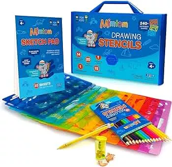 Mimtom Painting Stencil Set for Kids and Boys | 51 Piece Stencil Set with Over 240 Shapes to Unleash Your Child's Creativity | Child Safe Toy for Children Aged 3+ : Amazon.de: Toys