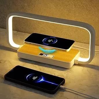 Weinsamkeit Nachttischlampe mit Ladefunktion, Tischlampe mit Kabelloser Ladefunktion und USB, Dimmbare Nachttischlampe mit Uhr Tischlampen 3 Stufige Helligkeit, Holz&Weiß : Amazon.de: Beleuchtung