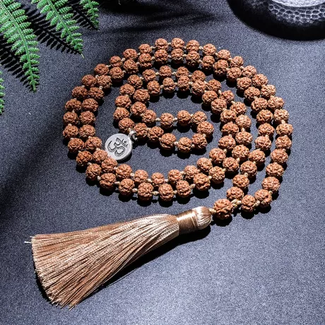7-8mm original rudraksha frisado atado japamala colar pulseira conjunto meditação yoga bênção jóias 108 mala rosário