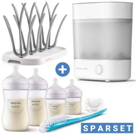 Philips Avent - 8-tlg. Starter-Set inkl. Dampfsterilisator 2-in-1 + Abtropfständer + 4 PP-Flaschen + Flaschenbürste + Schnuller - Babyartikel.de