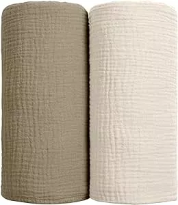 lulumoon Baby Pucktuch Musselin Decke - Baumwolle Dünne Atmungsaktive Babydecke - Baby Swaddle Decke Tücher für Junge und Mädchen 2 Stück 100x100cm (Olivgrün) : Amazon.de: Baby