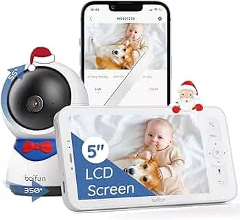 BOIFUN Baby Monitor with Camera App, Automatic AI Tracking, Zone Alarms, 1080P HD, PT 350°/55°, 4 x Zoom, 5 Inch LCD Display Baby Monitor, Motion / Noise Detection : Amazon.de: Baby Products