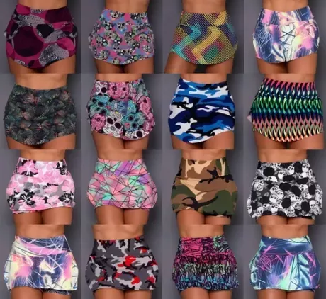 Kit 5 Short Saia Suplex Estampado Academia Atacado Plussize | Parcelamento sem juros