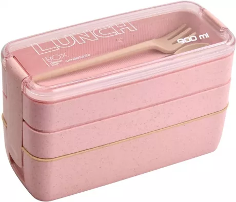 Daelesr 1 Pack Reusable Lunch Bento Boxes, Meal Prep Brotdose mit Besteckr, Bento-Lunchbox, 3 Compartments Stackable Food Storage Container Portable, Leakproo for Adults Kids 900ml (Rosa) : Amazon.de: Küche, Haushalt & Wohnen