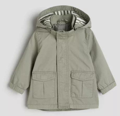 Baumwollparka mit Kapuze - Langarm - Normale Länge - Khakigrün - KINDER | H&M CH