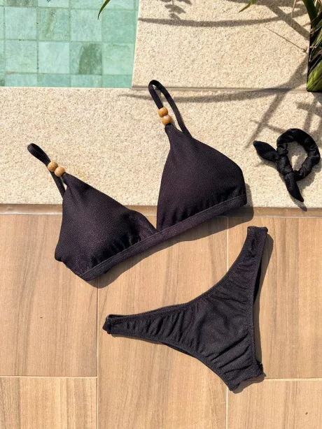 Conj. Surf + Asa Delta Feel Summer Preto - Adoro Mar | Moda Praia