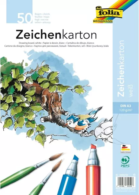 folia 8400/50 - Zeichenkarton, 120 g/qm, DIN A3, 50 Blatt, weiß - Zeichenpapier für vielfältige kreative Ideen : Amazon.de: Küche, Haushalt & Wohnen