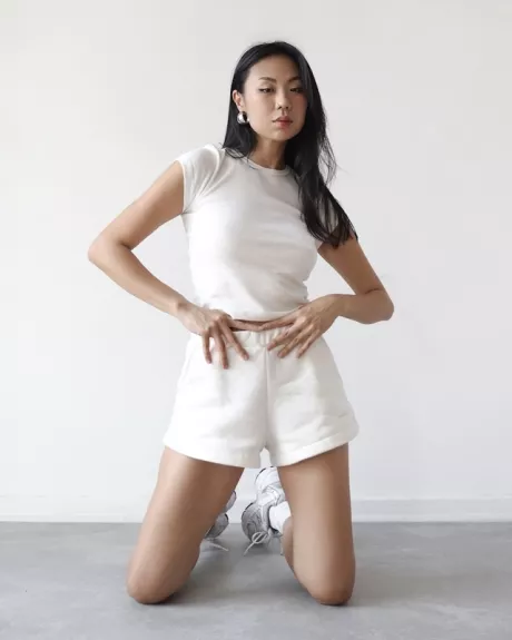 shorts cool moletom off white