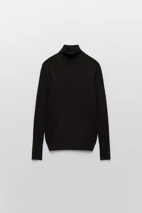 SUÉTER BÁSICO DE MALHA DE GOLA ALTA - Preto | ZARA Brasil