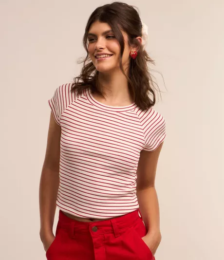 blusa básica em ribana listrada