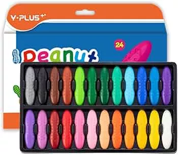YPLUS Erdnuss Wachsmalstifte für Kleinkinder, 24 Farben, Ungiftige, Leicht zu Halten, Waschbare sichere Kleinkindmalstifte für Kinder Malzubehör : Amazon.de: Spielzeug