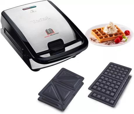 Amazon.de: Tefal SW852D Snack Collection | Sandwich | Waffelmaker | Antihaftbeschichte Platten | Spülmaschinengeeignet | 700W | 37.01x29.01x21.01cm, Schwarz/Silber