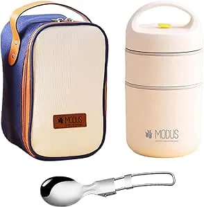 Conjunto de Recipiente de Almoço lancheira Inox com Bolsa Térmica e Talheres 2 Camadas 680ML | Amazon.com.br
