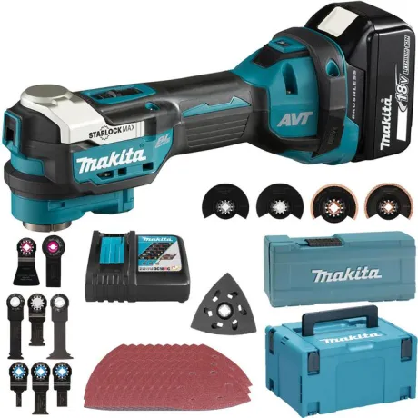 Makita Multifunktionswerkzeug DTM52T1JX2, Akku, 18V/5Ah, mit Akku, Zubehör-Set und Koffer – Böttcher AG