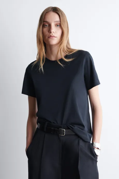 CREW-NECK COTTON T-SHIRT - NAVY | COS