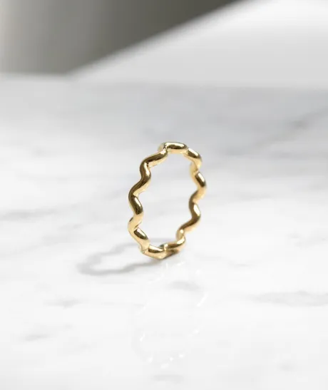 KAUF DICH GLÜCKLICH Fein Gewellt Ring Gold 78659