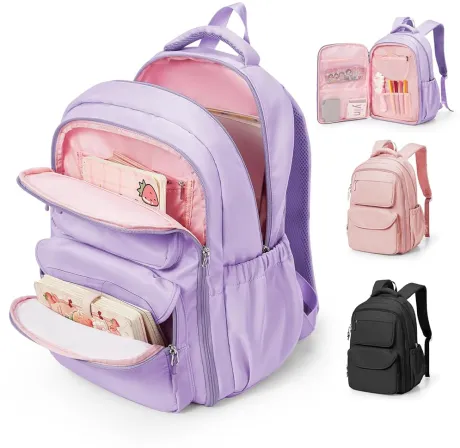 sikazan Schulrucksack für Teenager Mädchen 10–14 Jahre – Leichter Schulrucksack mit Trolley-Gurt, Flaschenhalter, Organizer & 180° Öffnung – Für Grundschule & weiterführende Schule : Amazon.de