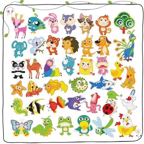 DIY Diamond Painting Kinder Sticker Aufkleber Set Tiere
