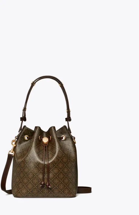 [ANIVER] Bolsa Bucket T Monogram Coated Canvas French Press - Tory