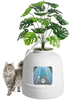 Lifewit Katzenklo Blumentopf mit Pflanze & Schaufel, Katzenklo Versteckt, Katzentoilette XXL mit Geruchskontrolle & Kohlefilter, Wohnzimmer, Schlafzimmer, Ecke, Weiß : Amazon.de: Haustier
